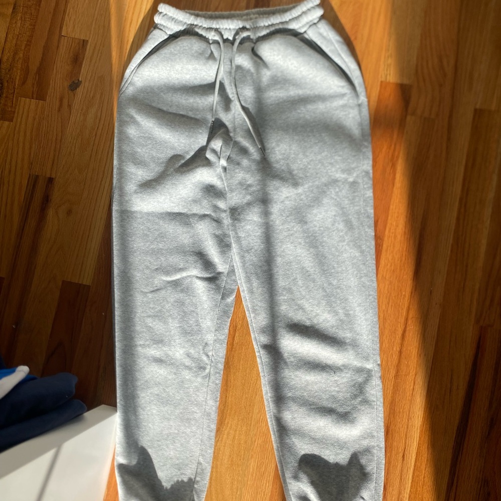 Gray Fleece Sweatpants Elastic Waistband